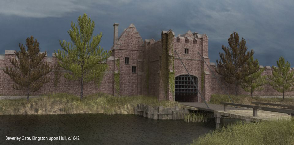 Beverley Gate c.1642, Kingston upon Hull, digital model and visualisation by Hannah Rice in Blender 3D