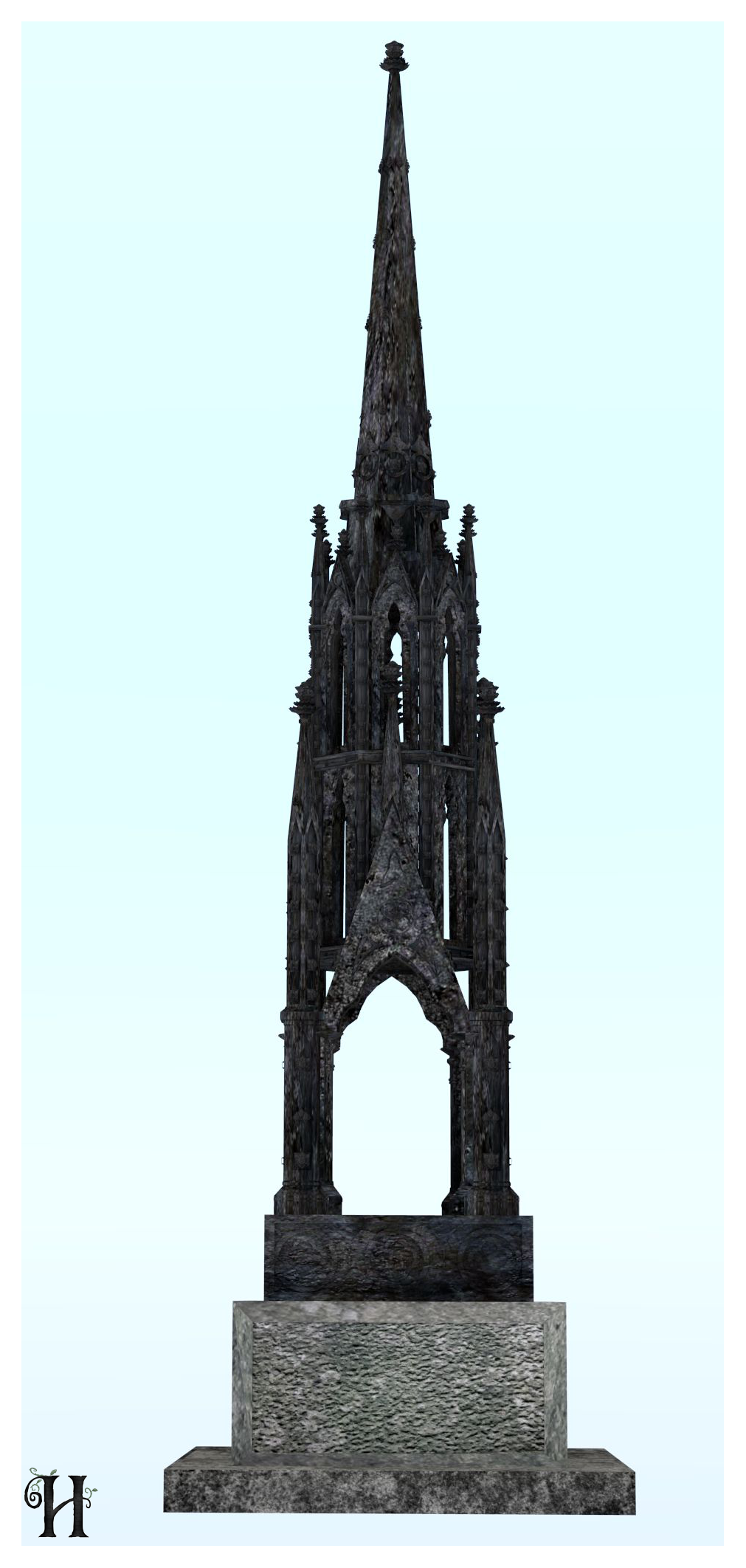 Spring Bank Cemetery Monument, Hull, Textured View 1 created in Blender 3D